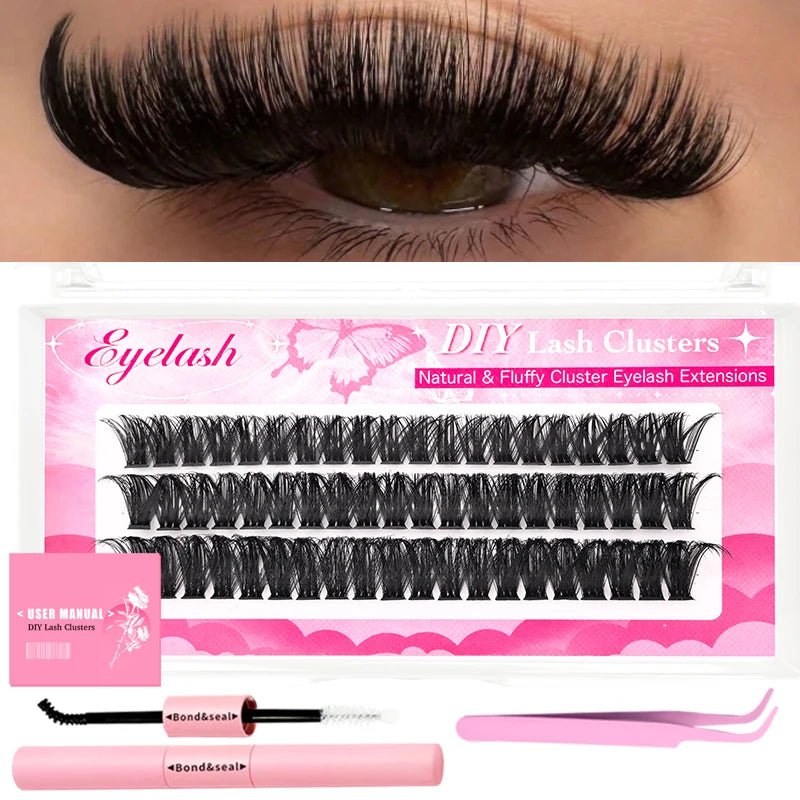 30D40D50D80D DIY Eyelash Extension Kit with Tweezers, Glue and Seal Reusable Single Eyelashes for Party Stage Festival Eye Makeu - ApolloX