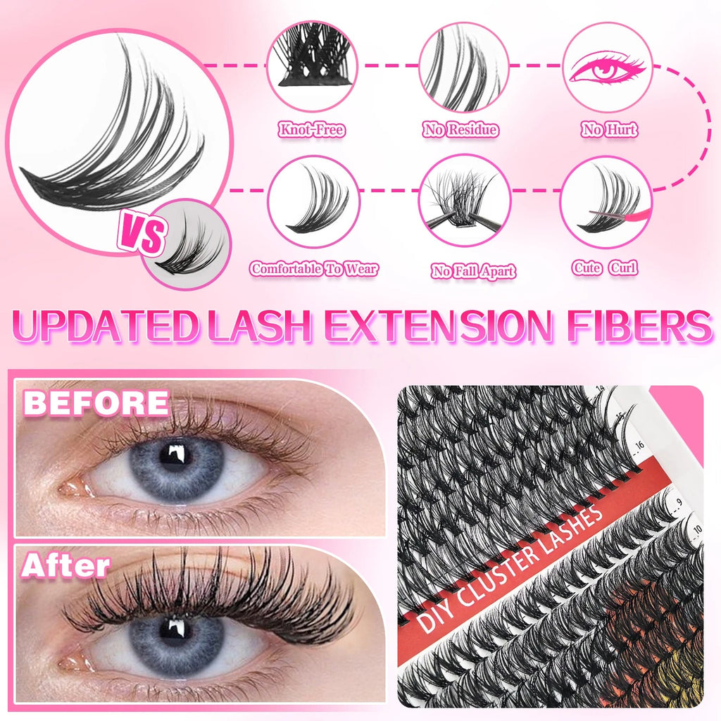 320/600/790 Cluster Lashes Kit – Daily & Party Essential with Mix - and - Match Lengths! Perfect for Effortless Glam Anytime - ApolloX