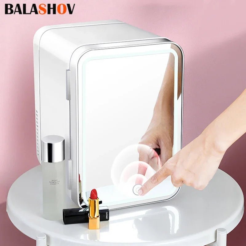 4L Mini Refrigerator Beverage Camping Cosmetics Portable Small Mirror Refrigerators for Room Student Dormitory Makeup 110V/220V - ApolloX