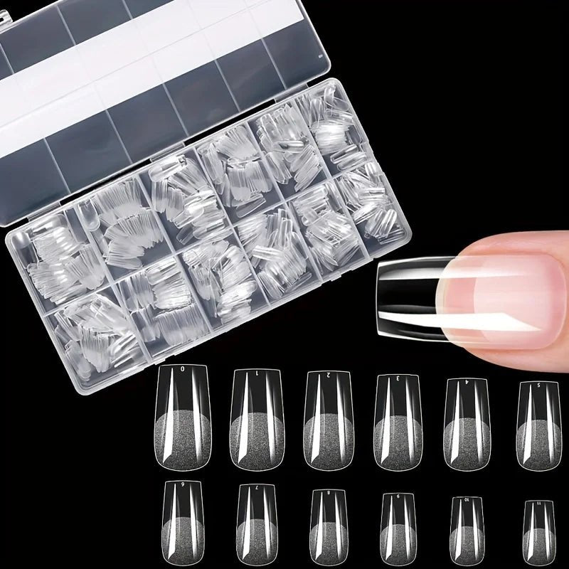 600Pcs Full Cover Press On Nail Tips Stiletto Almond Square Coffin French False Fake Soak Off Gel Nail Extension Tips Capsule - ApolloX