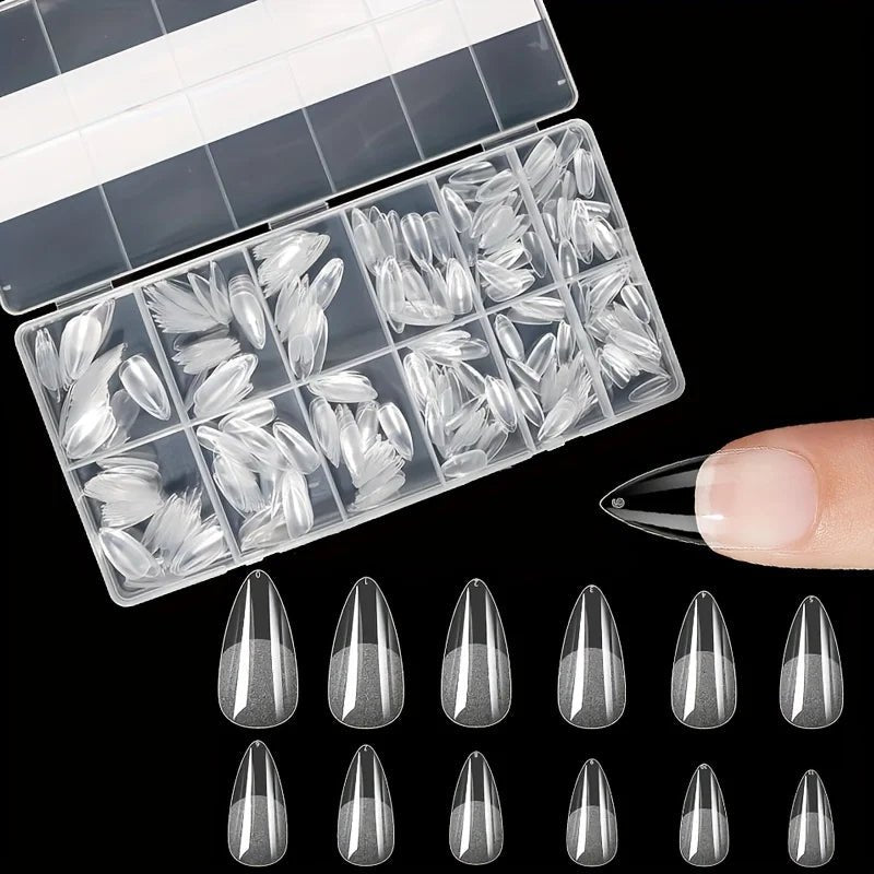 600Pcs Full Cover Press On Nail Tips Stiletto Almond Square Coffin French False Fake Soak Off Gel Nail Extension Tips Capsule - ApolloX