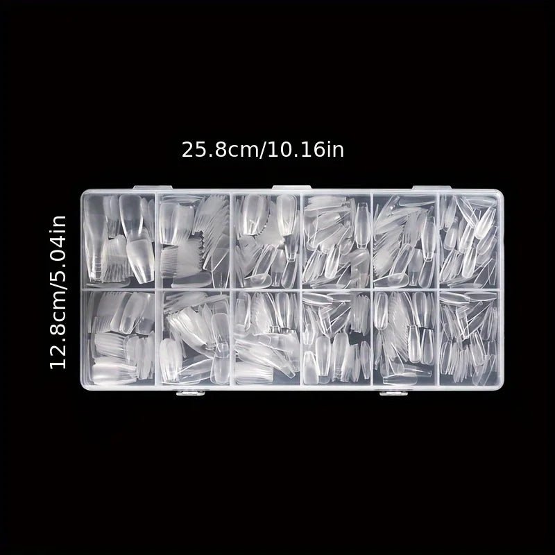 600Pcs Full Cover Press On Nail Tips Stiletto Almond Square Coffin French False Fake Soak Off Gel Nail Extension Tips Capsule - ApolloX