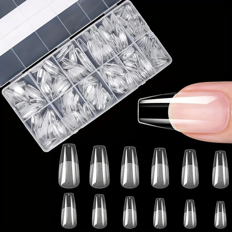 600Pcs Full Cover Press On Nail Tips Stiletto Almond Square Coffin French False Fake Soak Off Gel Nail Extension Tips Capsule - ApolloX