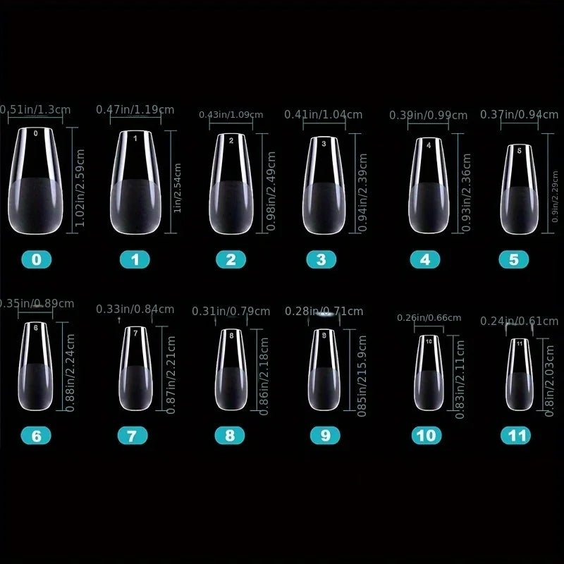 600Pcs Full Cover Press On Nail Tips Stiletto Almond Square Coffin French False Fake Soak Off Gel Nail Extension Tips Capsule - ApolloX