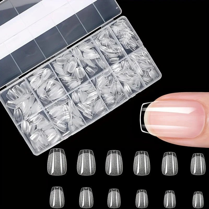 600Pcs Full Cover Press On Nail Tips Stiletto Almond Square Coffin French False Fake Soak Off Gel Nail Extension Tips Capsule - ApolloX