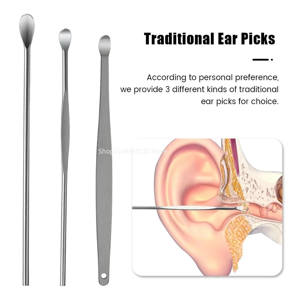 6pcs Stainless Steel Ear Wax Removal Tool Set Spiral Rotating EarPicking Spoon Ear Picker Spoon For Cleaning Collecting Ear Wax - ApolloX