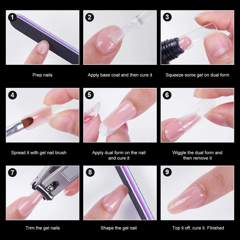 TP 145pcs Matte Duet System Nail Dual Forms for Poly Nail Gel Clear Top Molds Builder Extension Full Cover Fake Tips Tools