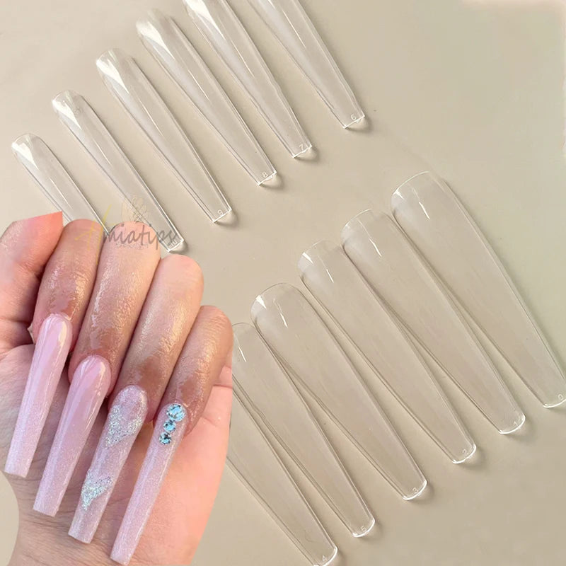 3XL Full Cover False Long Stiletto  Nail Tips Sculpted Clear Press On Artificial Fake Nails  Manicure Salon Supply 120pcs