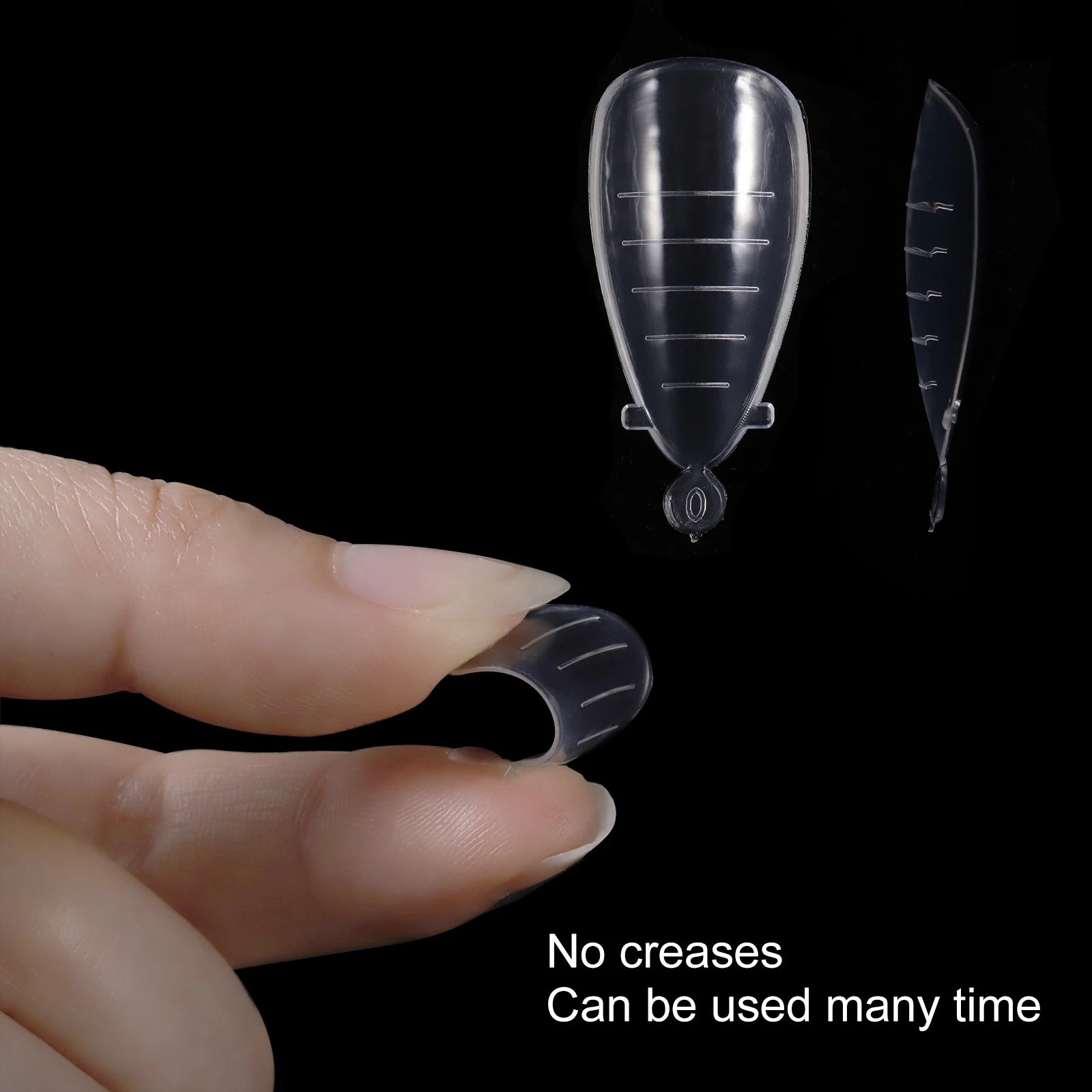 NEW Stiletto Coffin Clear Dual Forms False Tips Quick Building Gel Mold Nail System Full Cover Nail Extension Forms Top
