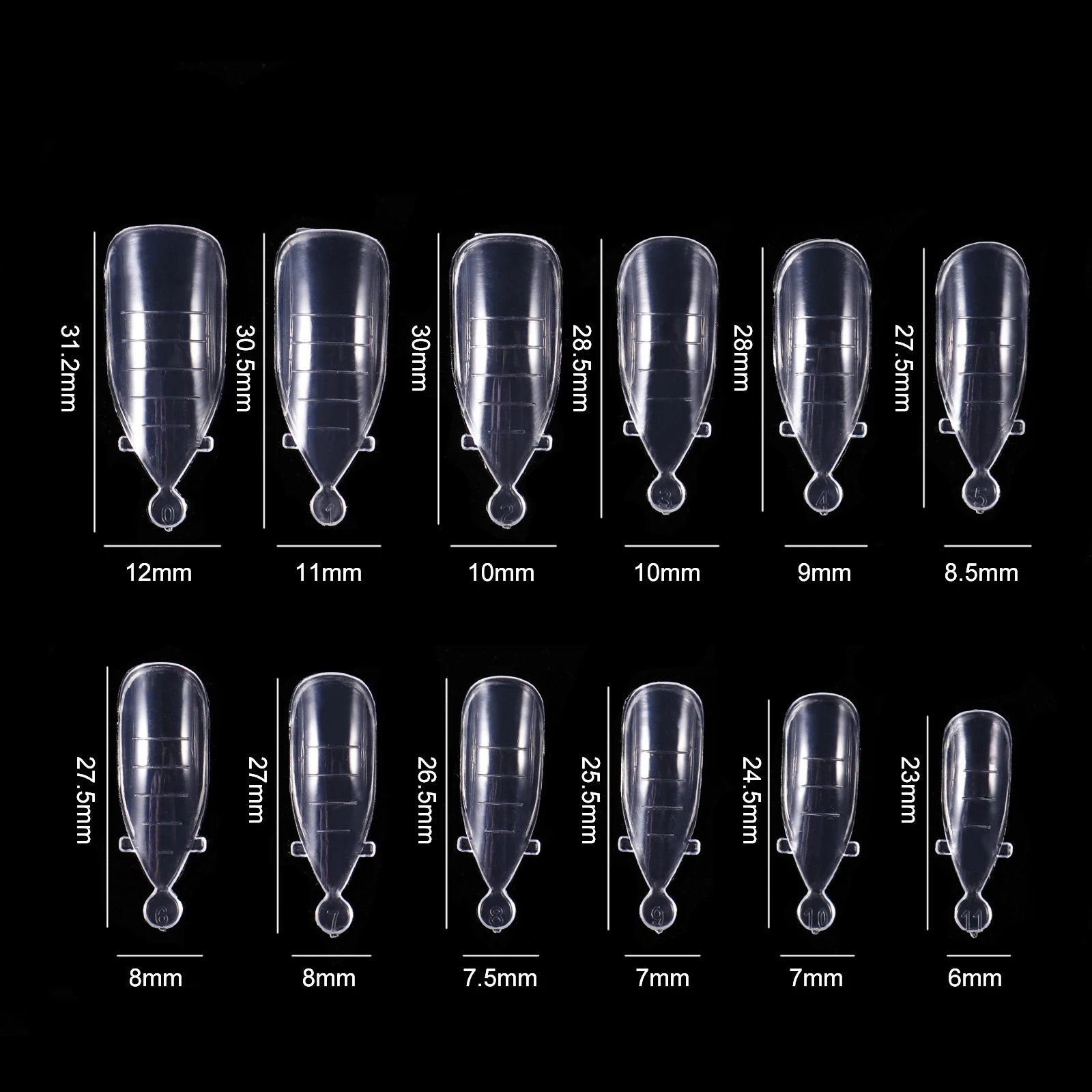 NEW Stiletto Coffin Clear Dual Forms False Tips Quick Building Gel Mold Nail System Full Cover Nail Extension Forms Top