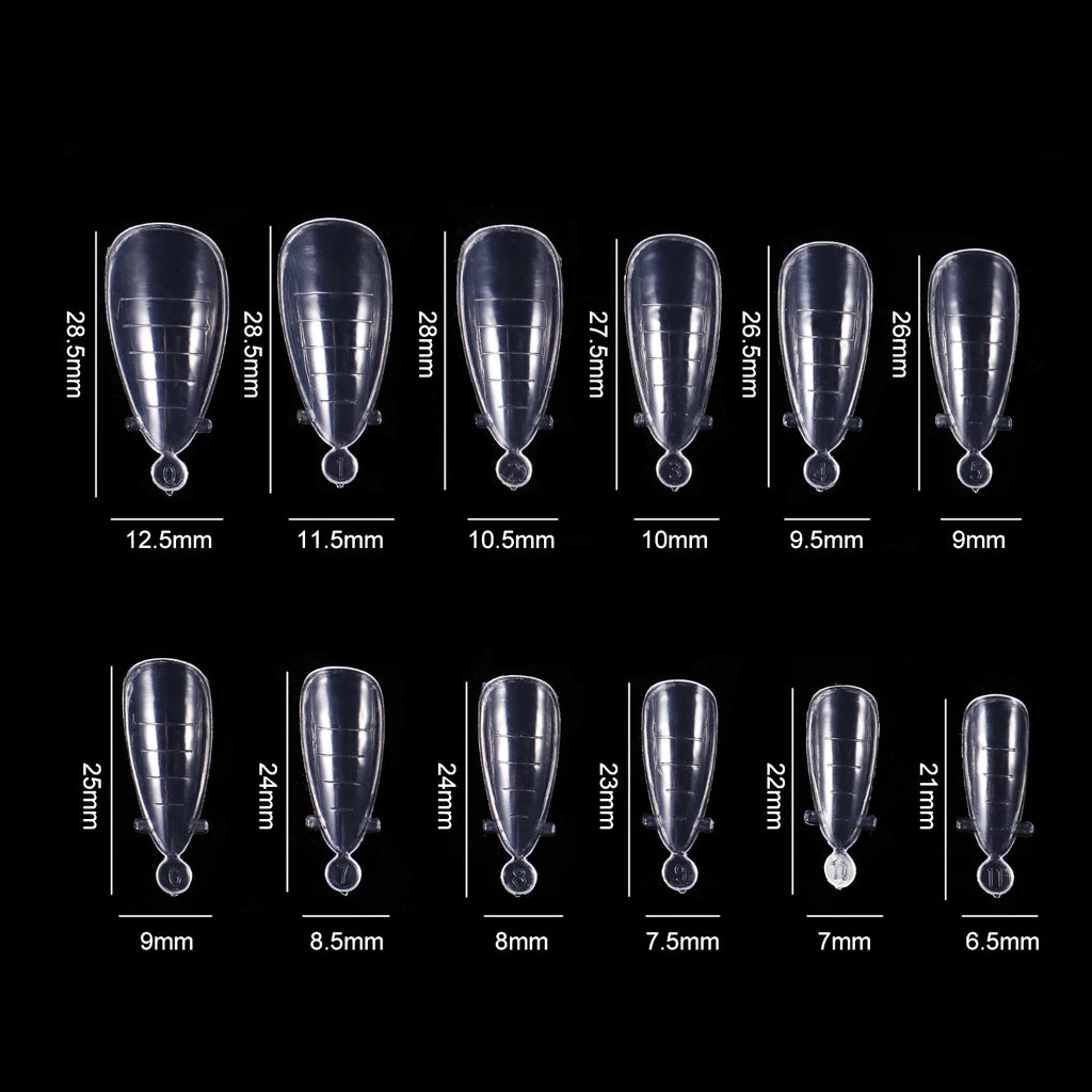 NEW Stiletto Coffin Clear Dual Forms False Tips Quick Building Gel Mold Nail System Full Cover Nail Extension Forms Top
