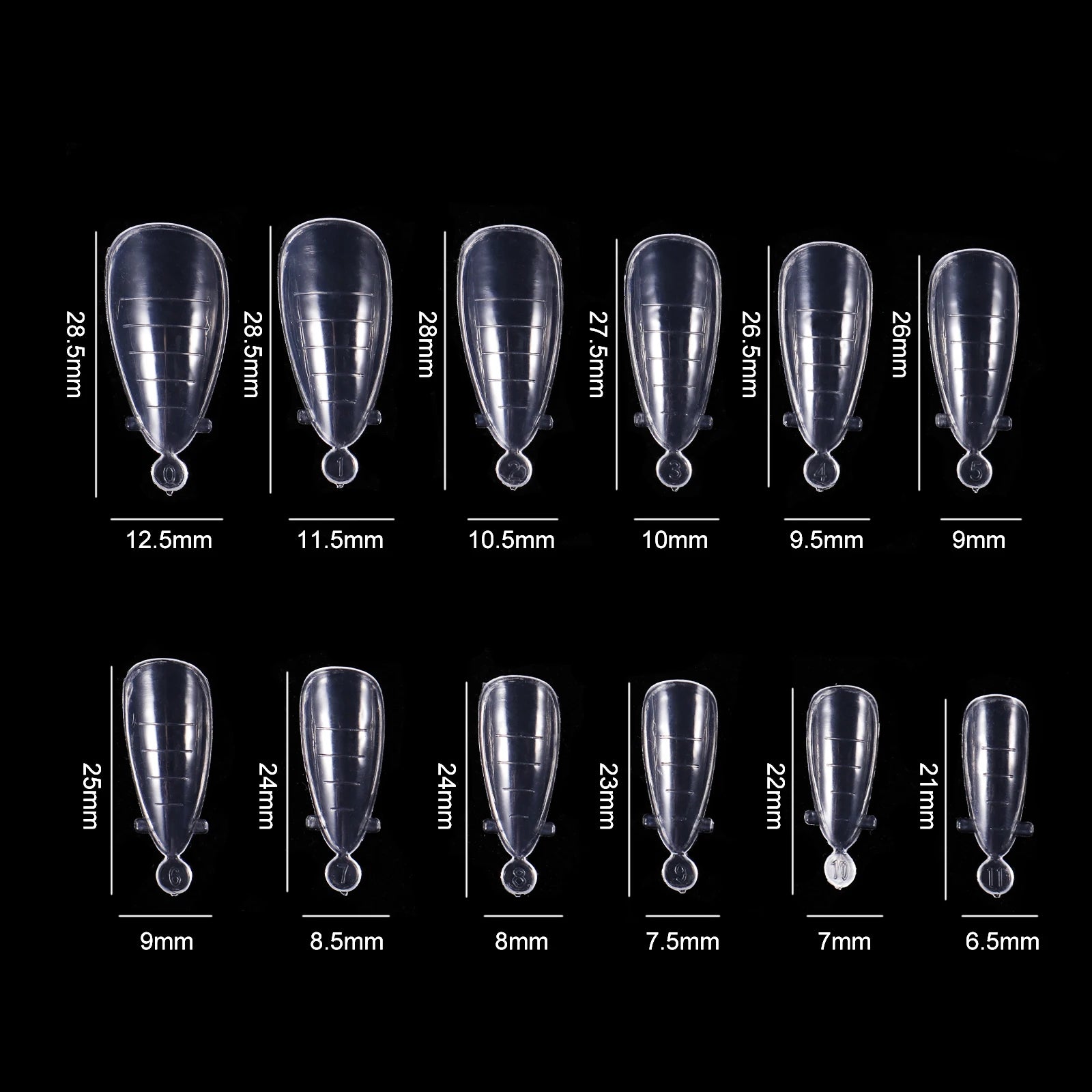 NEW Stiletto Coffin Clear Dual Forms False Tips Quick Building Gel Mold Nail System Full Cover Nail Extension Forms Top
