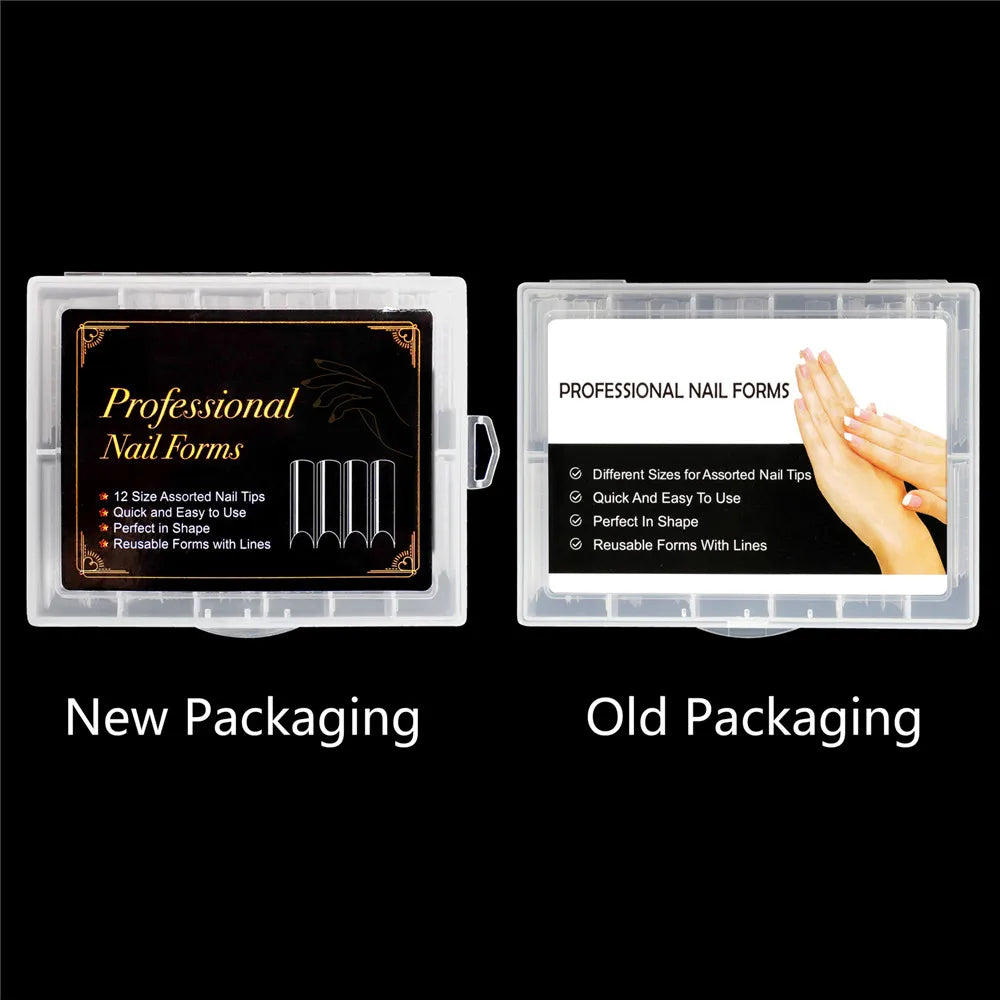 NEW Stiletto Coffin Clear Dual Forms False Tips Quick Building Gel Mold Nail System Full Cover Nail Extension Forms Top