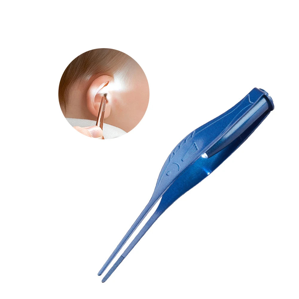 Baby Ear Cleaner Spoon LED Flash Light Ear Wax Curette Picker Visual Children Earpick Eer Wax Dig Remover Nose 2pc siliconespoon