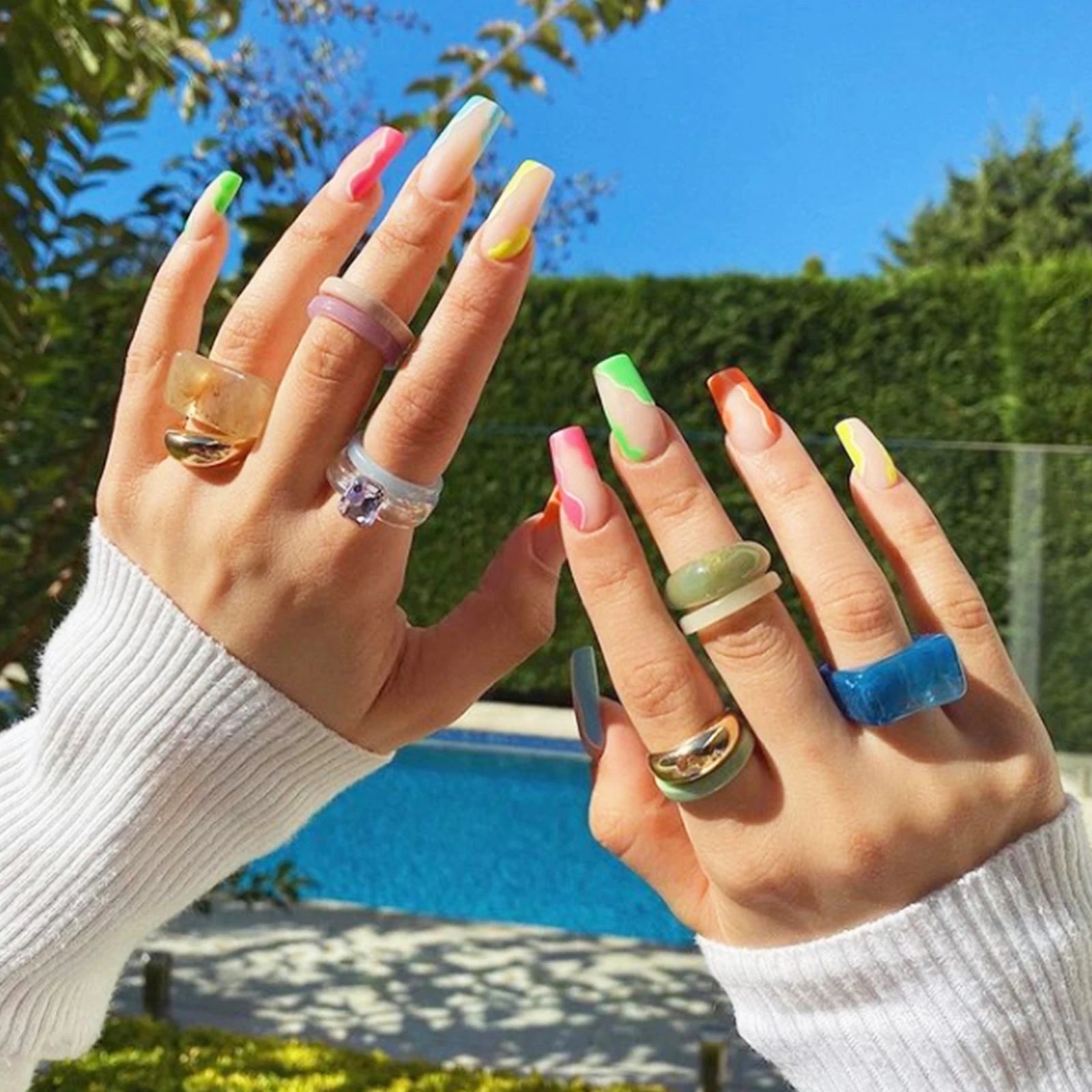 NEW Stiletto Coffin Clear Dual Forms False Tips Quick Building Gel Mold Nail System Full Cover Nail Extension Forms Top