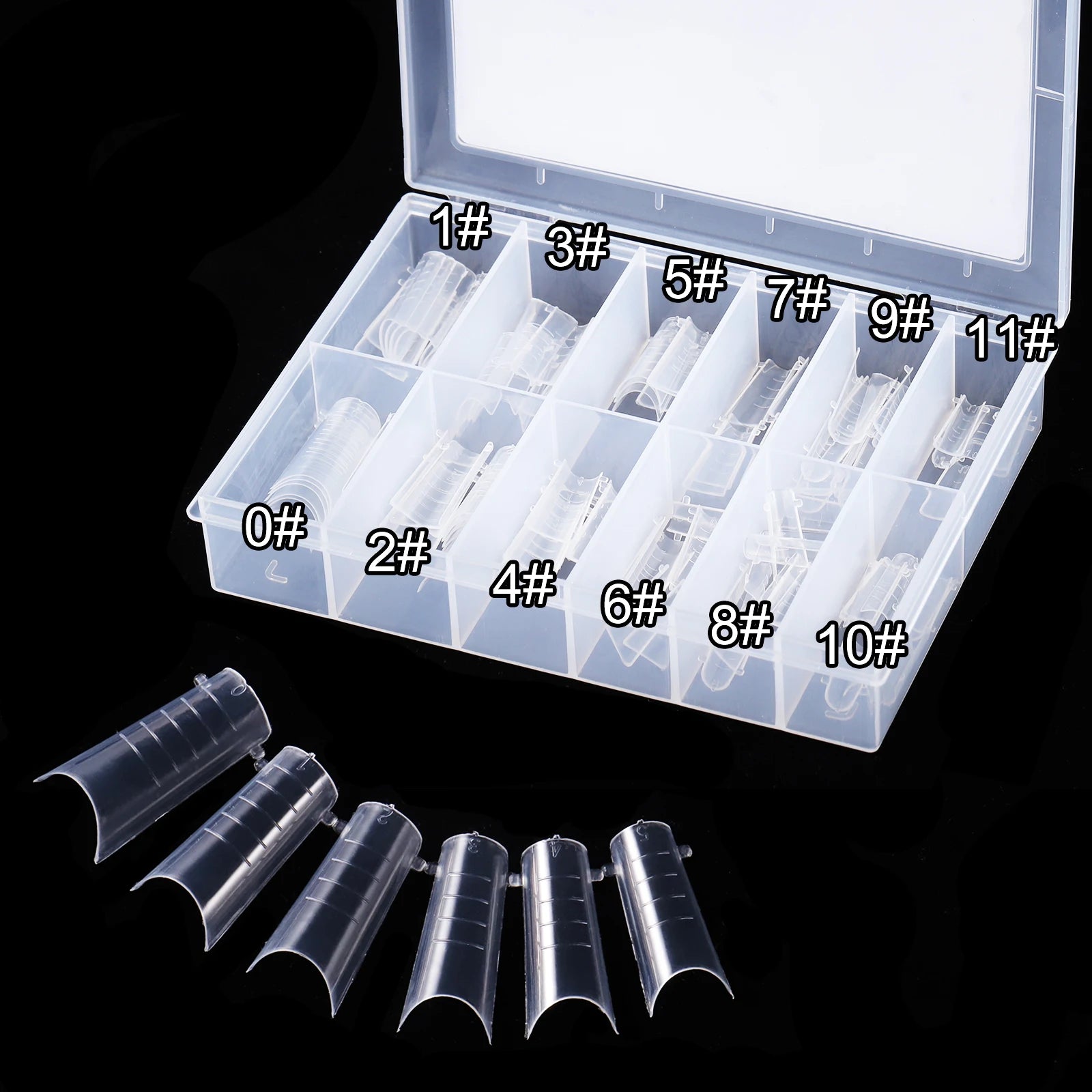 NEW Stiletto Coffin Clear Dual Forms False Tips Quick Building Gel Mold Nail System Full Cover Nail Extension Forms Top