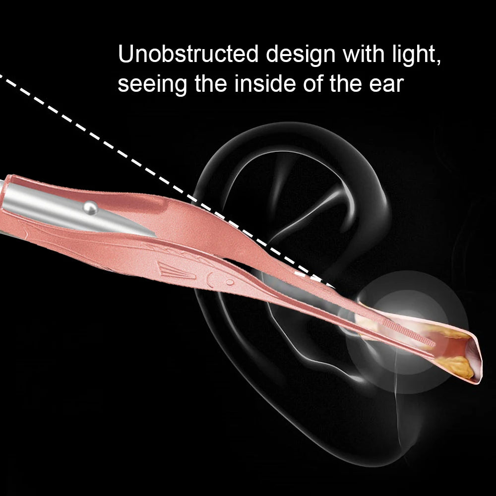 Baby Ear Cleaner Spoon LED Flash Light Ear Wax Curette Picker Visual Children Earpick Eer Wax Dig Remover Nose 2pc siliconespoon