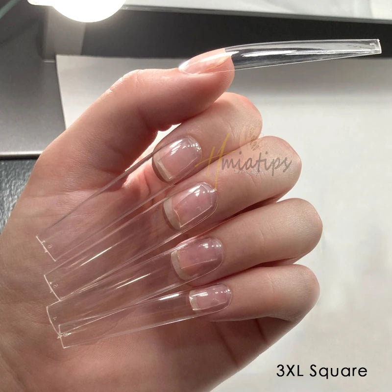 3XL Full Cover False Long Stiletto  Nail Tips Sculpted Clear Press On Artificial Fake Nails  Manicure Salon Supply 120pcs