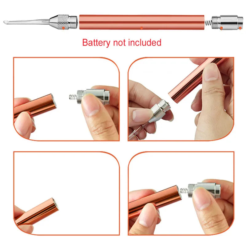 Baby Ear Cleaner Spoon LED Flash Light Ear Wax Curette Picker Visual Children Earpick Eer Wax Dig Remover Nose 2pc siliconespoon