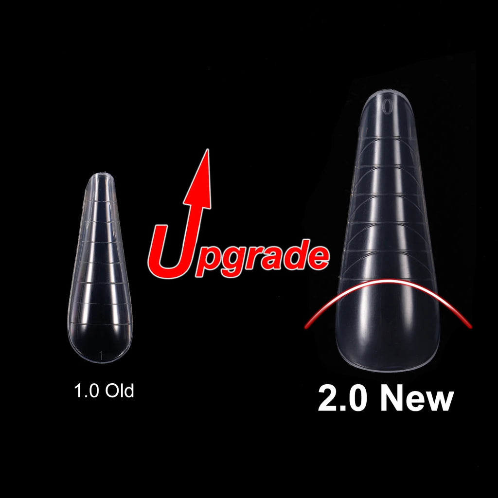 NEW Stiletto Coffin Clear Dual Forms False Tips Quick Building Gel Mold Nail System Full Cover Nail Extension Forms Top