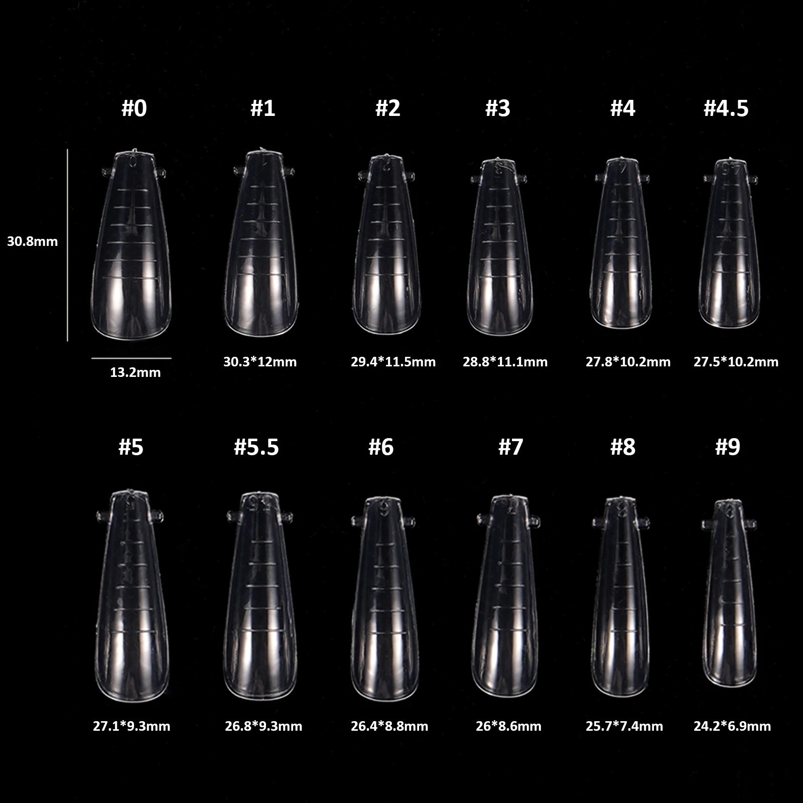 NEW Stiletto Coffin Clear Dual Forms False Tips Quick Building Gel Mold Nail System Full Cover Nail Extension Forms Top