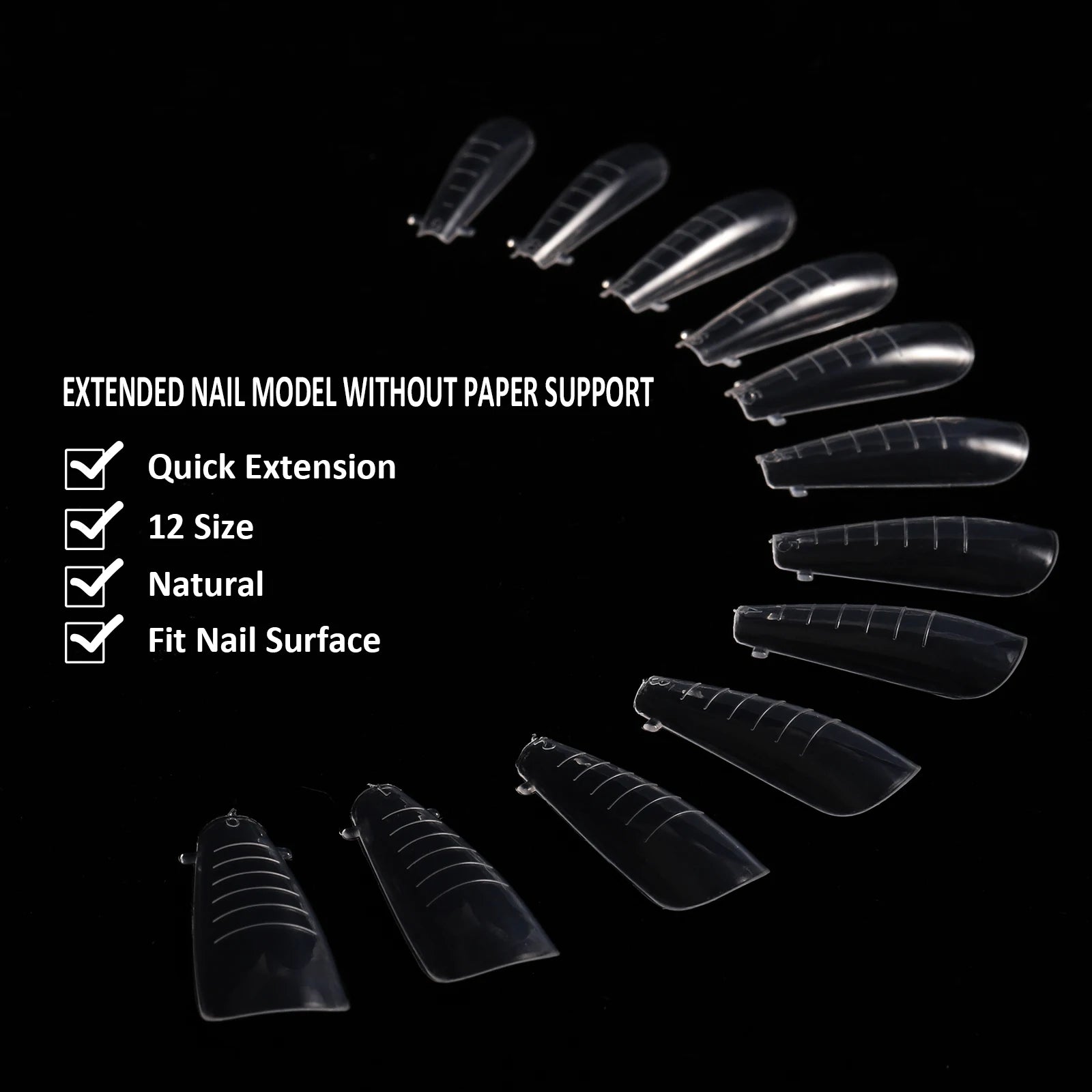 NEW Stiletto Coffin Clear Dual Forms False Tips Quick Building Gel Mold Nail System Full Cover Nail Extension Forms Top