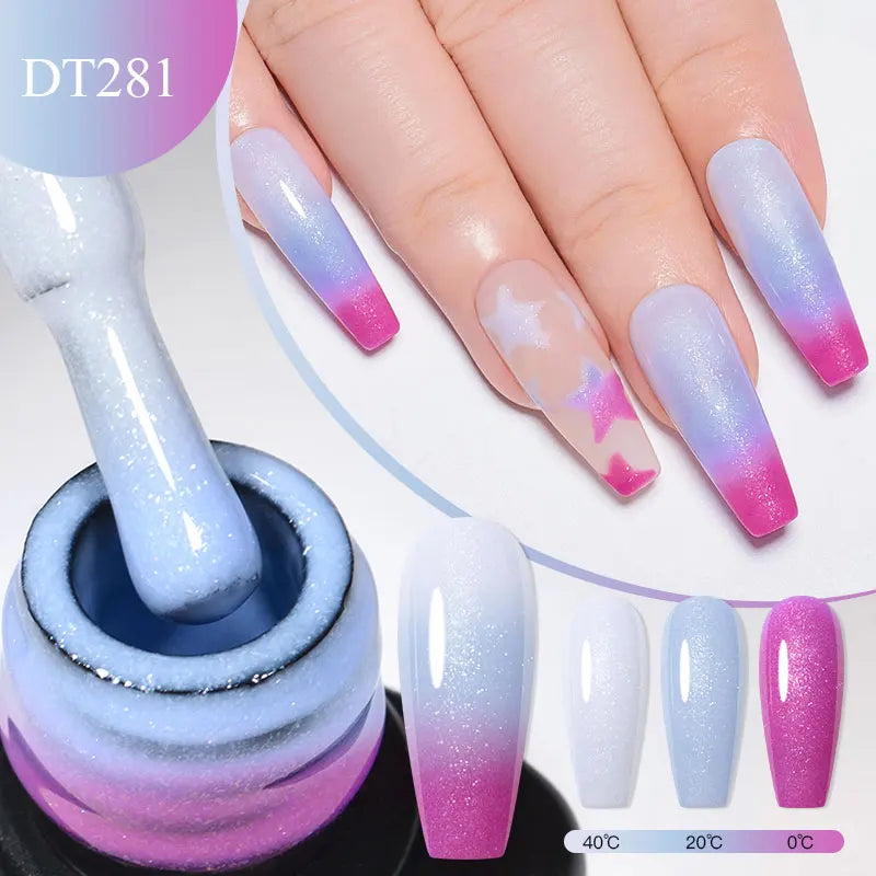 7ml Thermal Gel Nail Polish 3 Layers Temperature Color Changing Gel Winter Grey Semi Permanent Soak Off Nails Art UV Gel Varnish