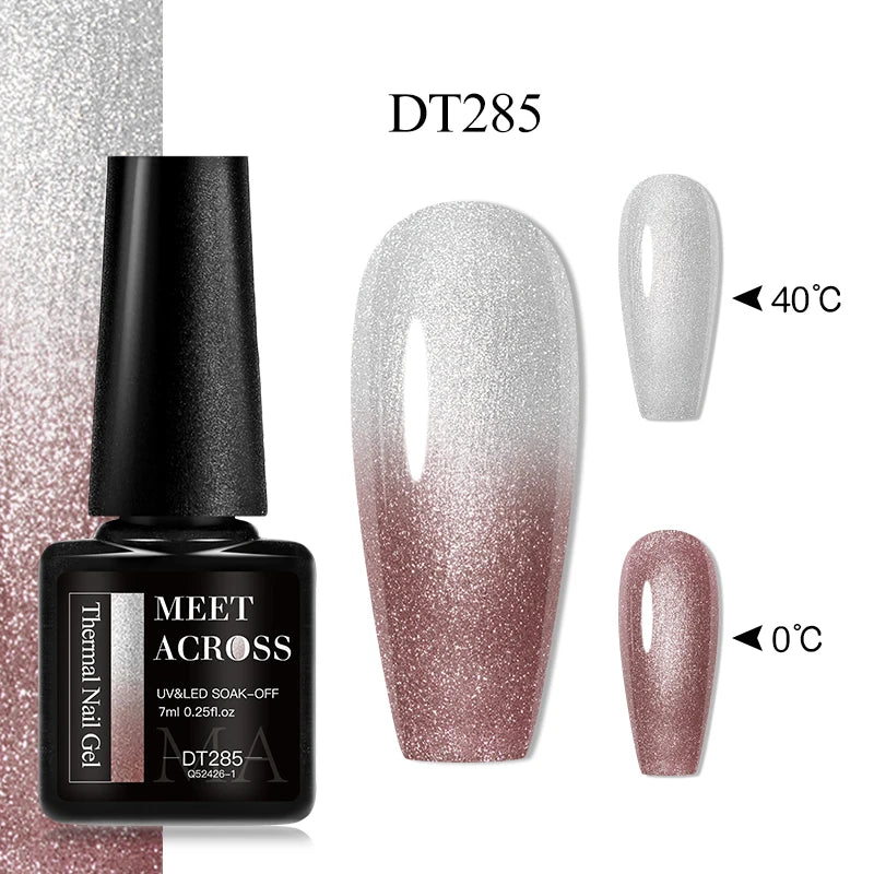 7ml Thermal Gel Nail Polish 3 Layers Temperature Color Changing Gel Winter Grey Semi Permanent Soak Off Nails Art UV Gel Varnish