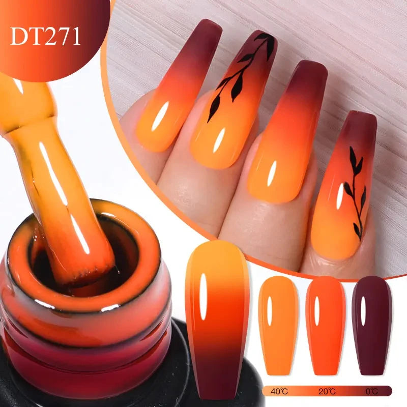7ml Thermal Gel Nail Polish 3 Layers Temperature Color Changing Gel Winter Grey Semi Permanent Soak Off Nails Art UV Gel Varnish