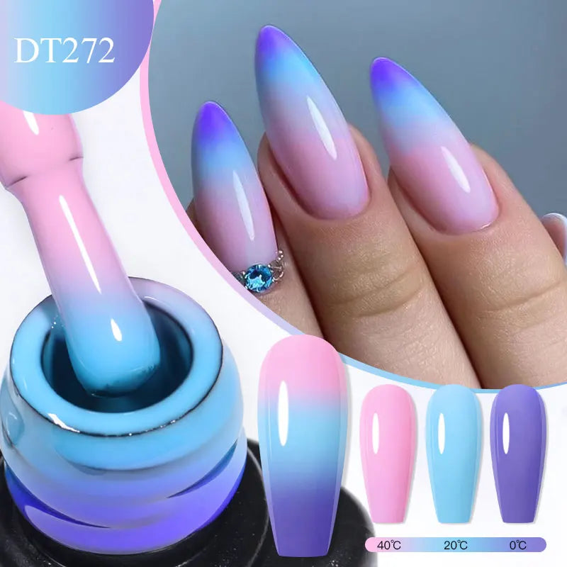 7ml Thermal Gel Nail Polish 3 Layers Temperature Color Changing Gel Winter Grey Semi Permanent Soak Off Nails Art UV Gel Varnish