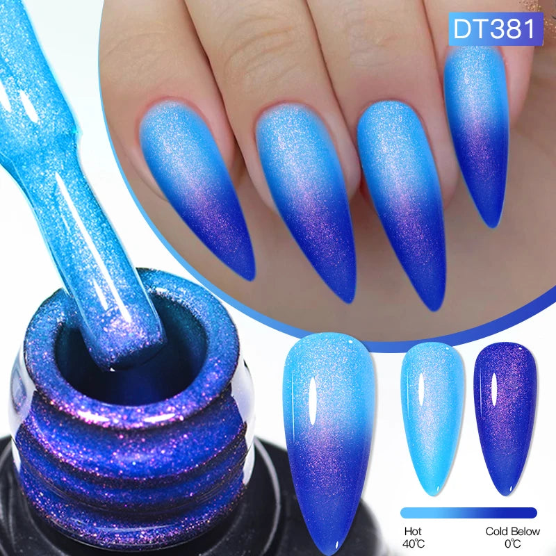 7ml Thermal Gel Nail Polish 3 Layers Temperature Color Changing Gel Winter Grey Semi Permanent Soak Off Nails Art UV Gel Varnish