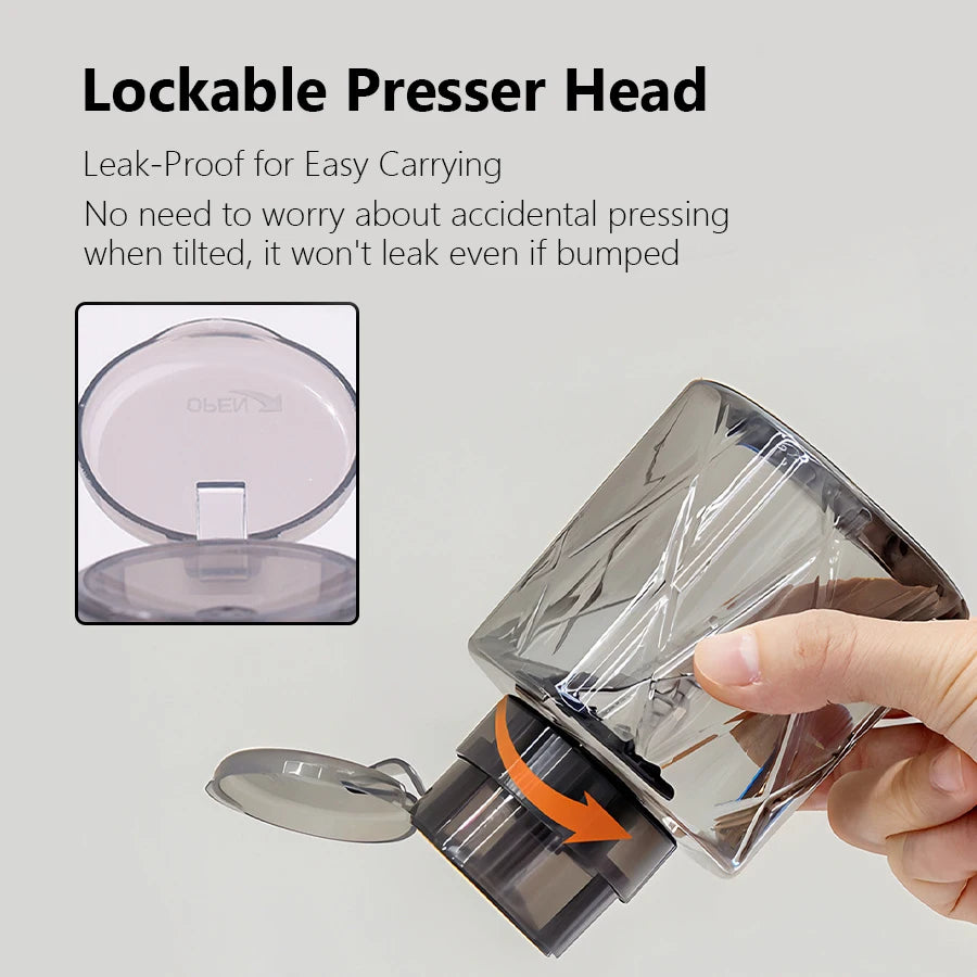 Refillable Lockable Empty Pump Dispenser Nail Manicure Cleaner Makeup Remover Container Press Bottle for Personal Use