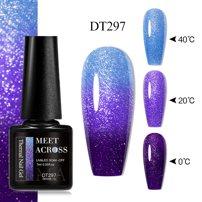 7ml Thermal Gel Nail Polish 3 Layers Temperature Color Changing Gel Winter Grey Semi Permanent Soak Off Nails Art UV Gel Varnish