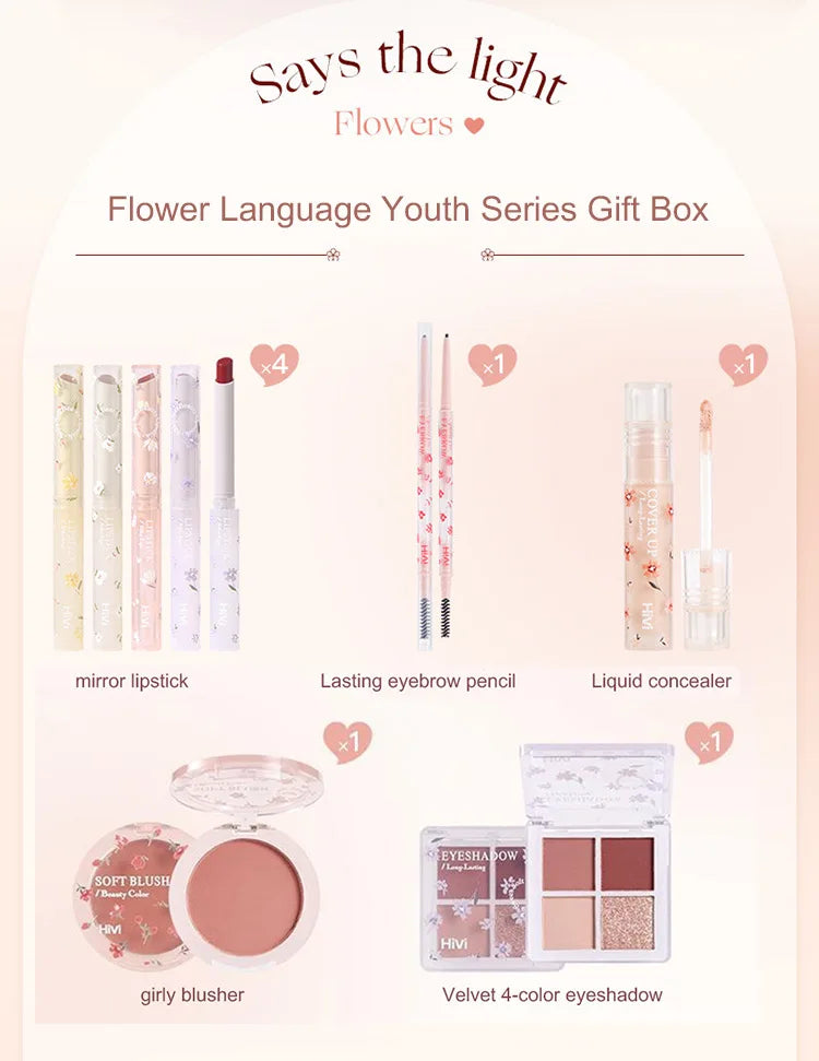 8-Piece Beauty Set with Lipstick, Concealer, Eyeshadow, Eyebrow, and Blush Makeup