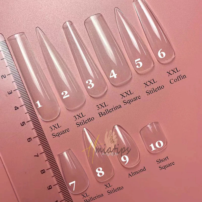 3XL Full Cover False Long Stiletto  Nail Tips Sculpted Clear Press On Artificial Fake Nails  Manicure Salon Supply 120pcs