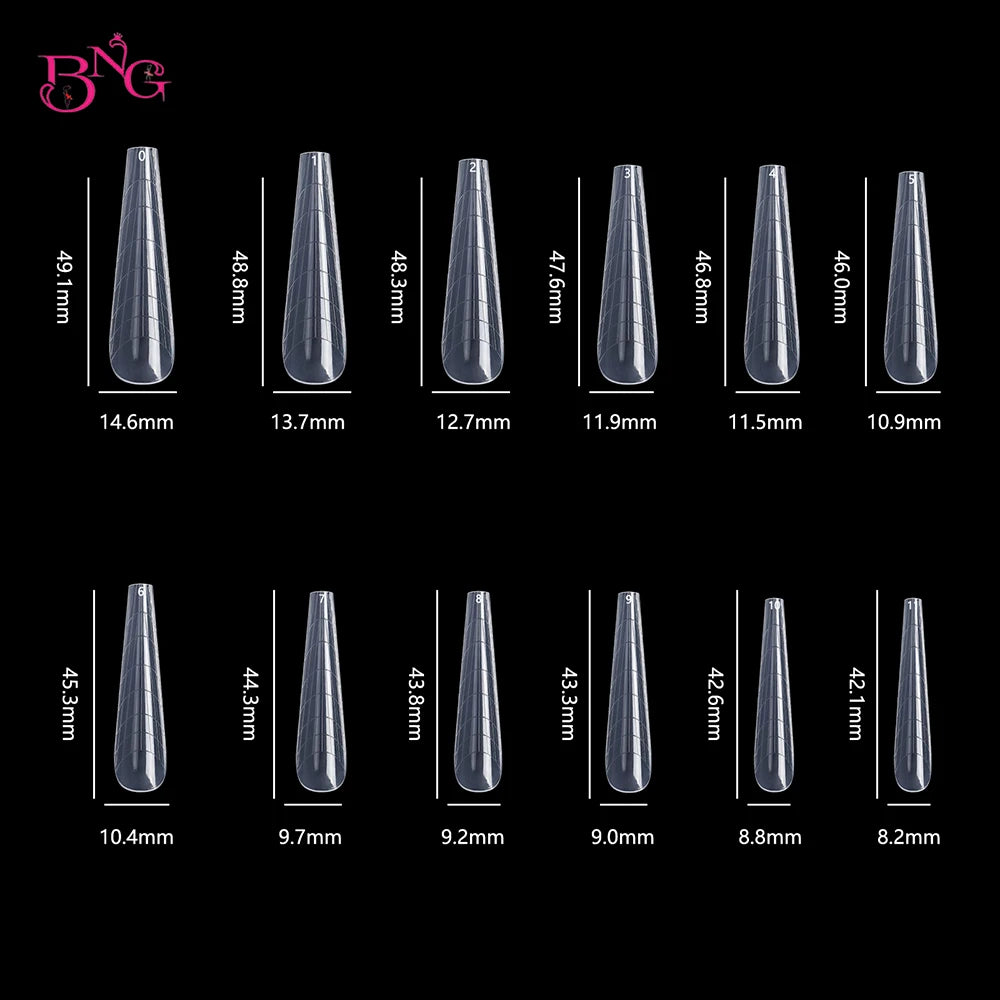 NEW Stiletto Coffin Clear Dual Forms False Tips Quick Building Gel Mold Nail System Full Cover Nail Extension Forms Top