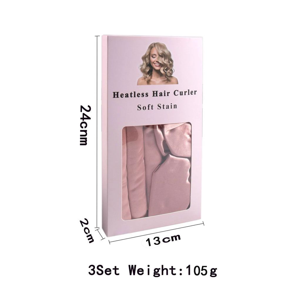 3pc Satin Heatless Curling Rod with Hair Caps, Soft Overnight Curling Rod Headband for Long Hair, DIY Hairstyling Tools