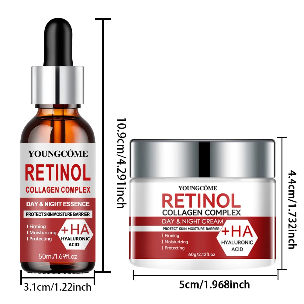 Retinol Moisturizing Repair Cream and Serum Set with collagen and Vitamin E, firm and nourishing skin, gentle and non-irritating