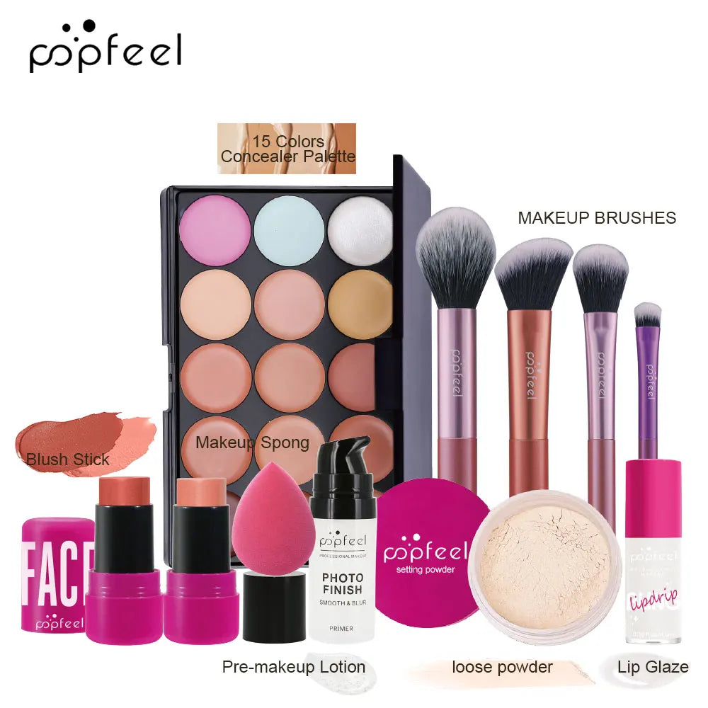 POPFEEL Christmas All In One Makeup Kit Eyeshadow Powder Lipgloss Lipoil,Valentine's Day Gift for Girls Women