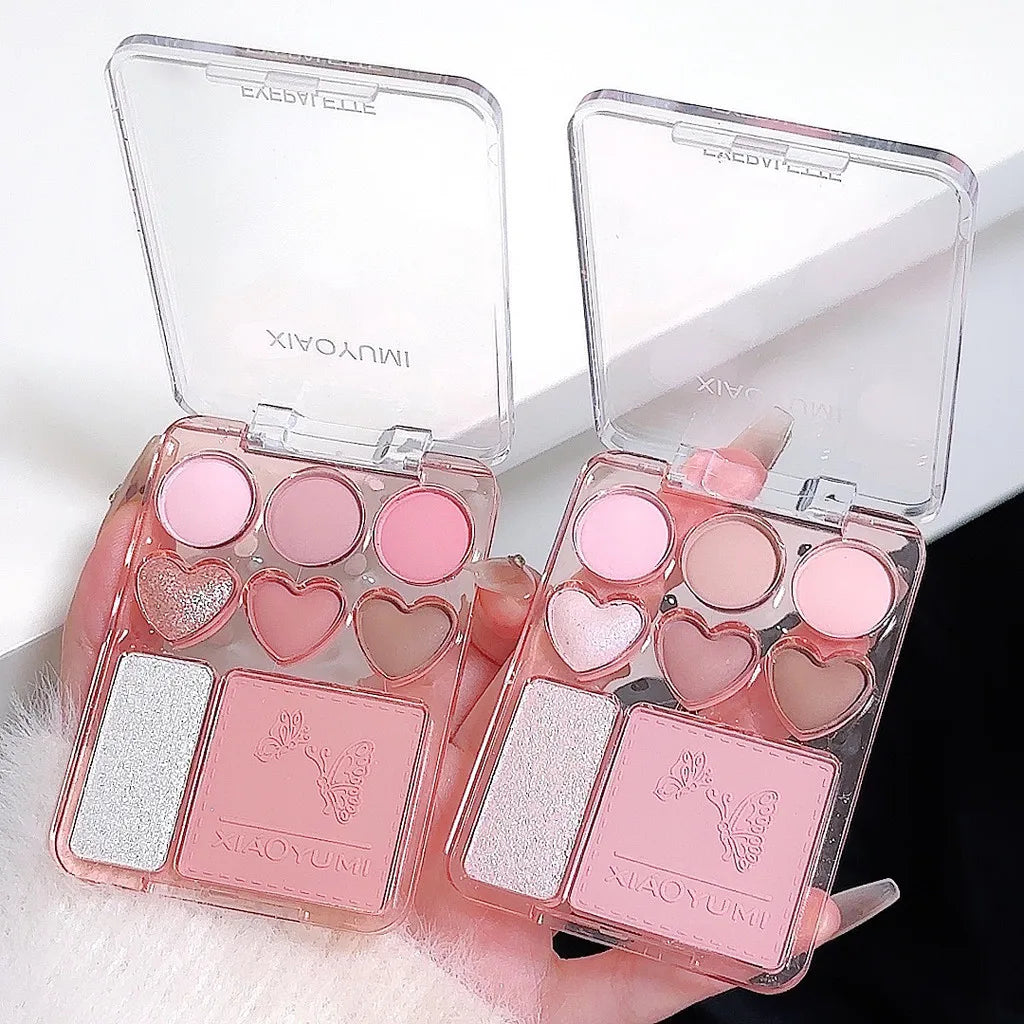 8-color love eye shadow plate, sweetheart blush, high-light integrated natural and long-lasting light shine eye shadow