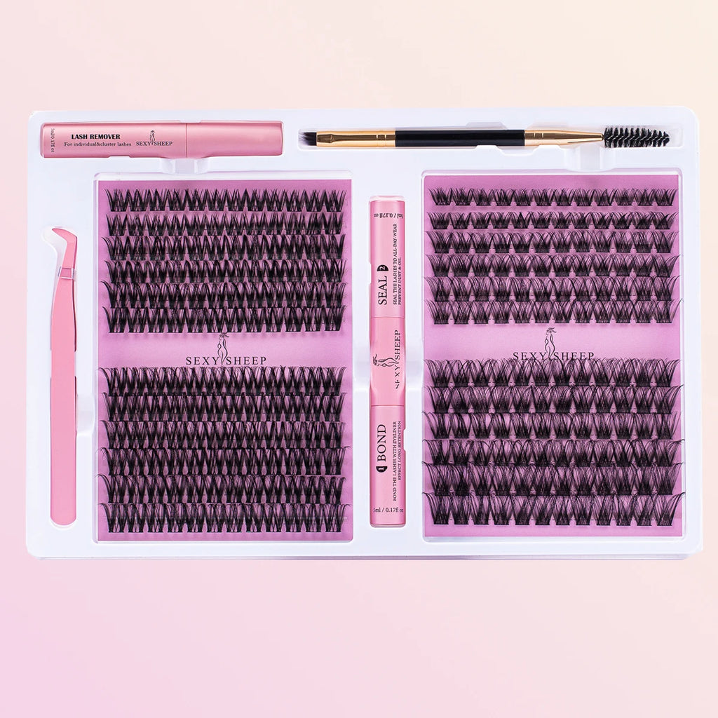 DIY False Eyelashes Clusters Extensions Individual Lashes Cluster Natural Segmented With glue,Remover,lash brush，tweezers