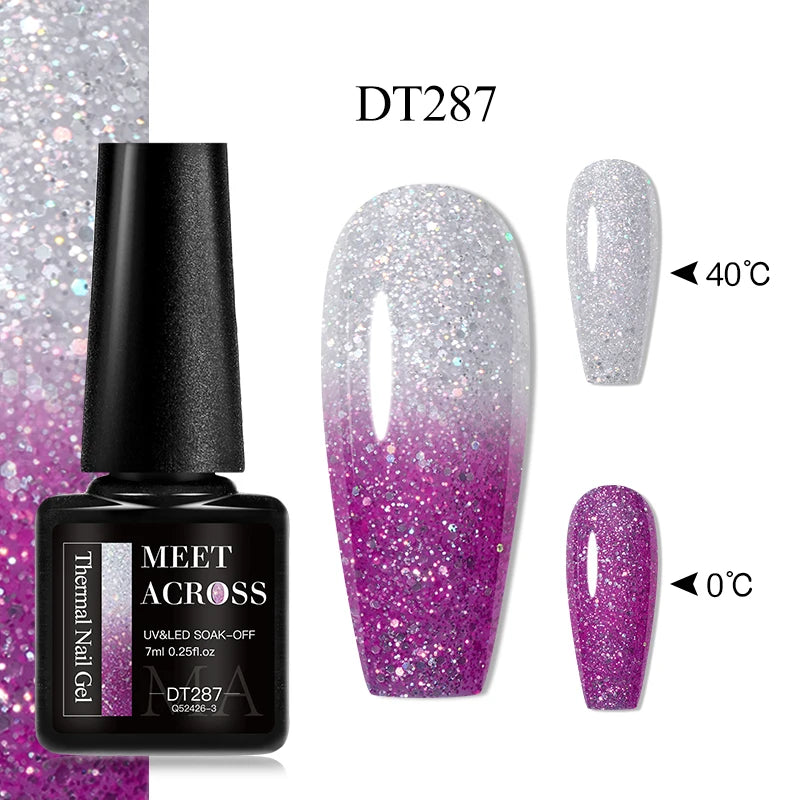 7ml Thermal Gel Nail Polish 3 Layers Temperature Color Changing Gel Winter Grey Semi Permanent Soak Off Nails Art UV Gel Varnish