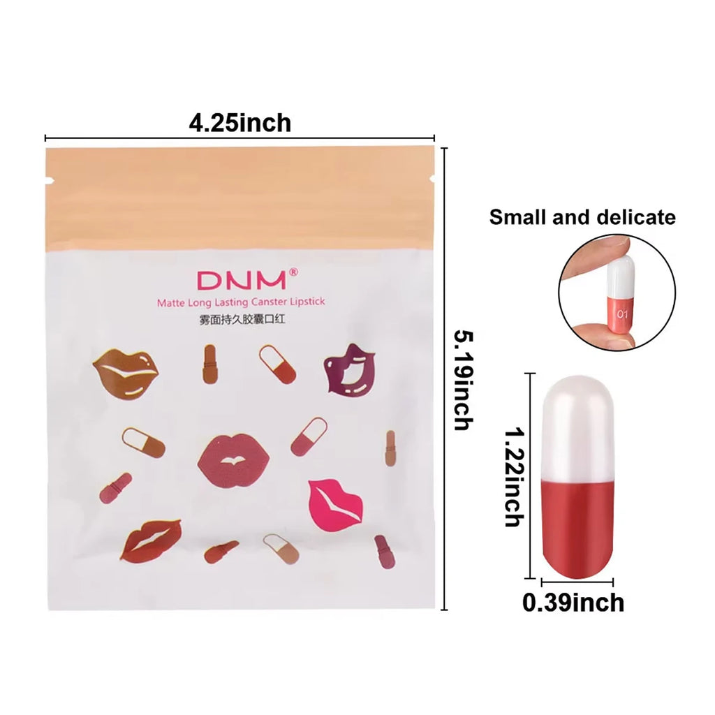 Set of 18 Colorful Capsule Lipstick Pills, Including Waterproof And Long-Lasting Lip Gloss, Sparkling Glitter Lipstick