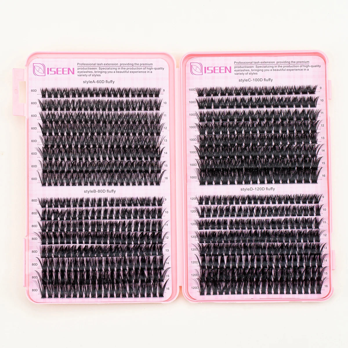 ISEEN DIY Segmented False Eyelash Set Large Capacity Cluster Eyelash Book With Glue,Remove GLue,Twezeer,Brush,Festival gift