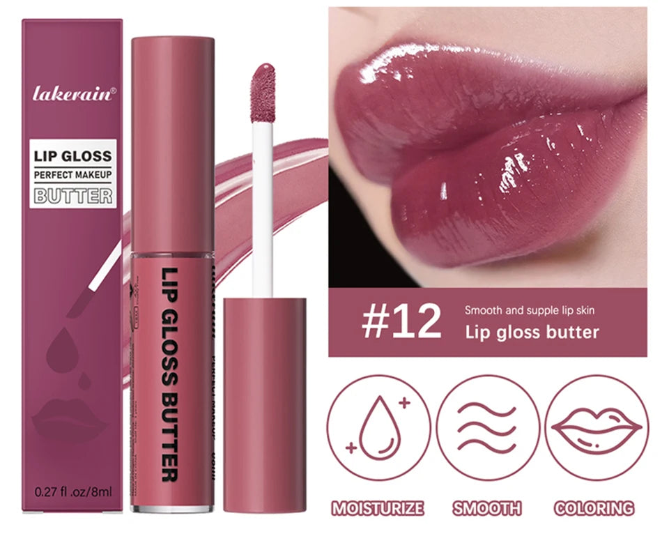 8ml Butter Non-stick Cup Gloss Lip Gloss Moisturizing Mirror Lip Gloss Lasting Color Lip glaze Dye Lip Liquid Makeup For Women