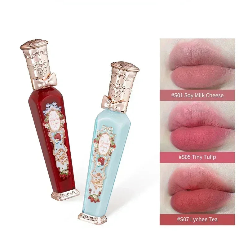 Flower Knows Strawberry Rococo Series Cloud Lip Cream Lip Gloss Long Lasting Velvet Lip Tint Lipstick for Women Cosmetic