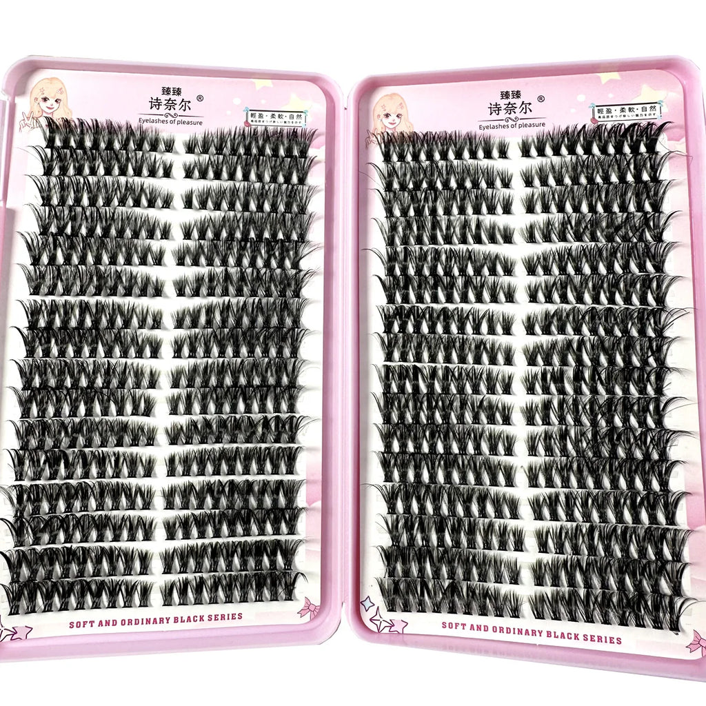 Left+Right Eye Lash Extension Cat/Fox Eye Effect Lash Single Clusters 3D Wispy Natural Looking DIY Segmented Eyelash Extensions
