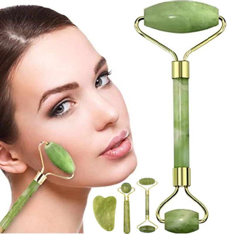 Natural Jade Roller Massager for Face Roller facial liftting Anti-wrinkle Gua Sha Jade Stone Face Massager Beauty Skin Care Tool