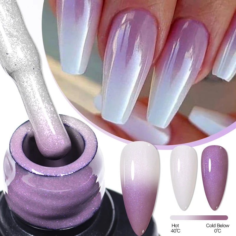 7ml Thermal Gel Nail Polish 3 Layers Temperature Color Changing Gel Winter Grey Semi Permanent Soak Off Nails Art UV Gel Varnish