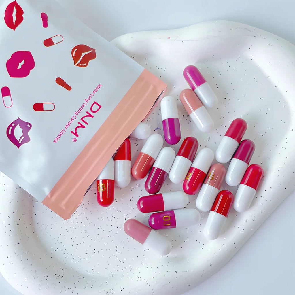 Set of 18 Colorful Capsule Lipstick Pills, Including Waterproof And Long-Lasting Lip Gloss, Sparkling Glitter Lipstick